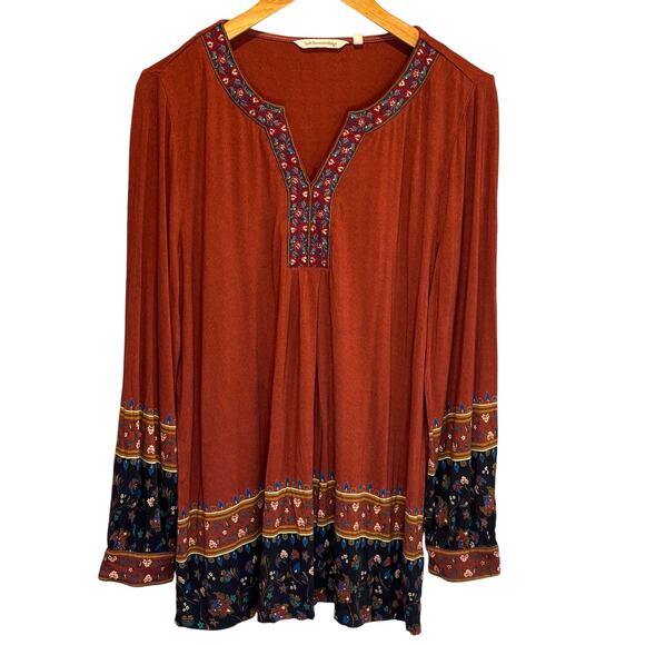 Soft Surroundings Burnt Orange Jersey Knit Tunic Top - size Large - Picture 1 of 6